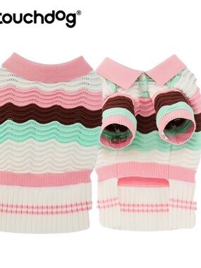 Striped Knit Dog Sweater in Pink, Mint & Brown